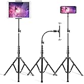 elitehood Metal iPad Tripod Stand & Adjustable 72’’ Gooseneck Tablet Floor Stand Holder, Heavy Duty Aluminum iPad Floor Stand for Pro 12.9 11, Mini, Air, iPhone and 4.7-12.9" Tablets Cell Phones