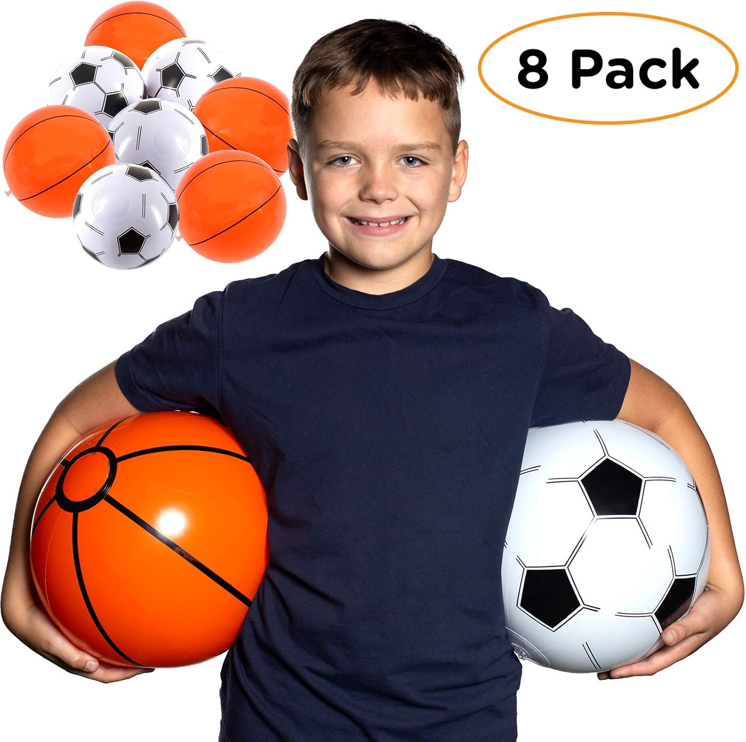 Beach Balls for Kids in Bulk: Best 8 Pack Soccer Ball & Basketball Beach Ball for Pool. Easy Blow Up Inflatable Beachball. Fun Water Toys & Kid Boys & Girls Party Favor Birthday Parties Outdoor Games: Sports & Outdoors
