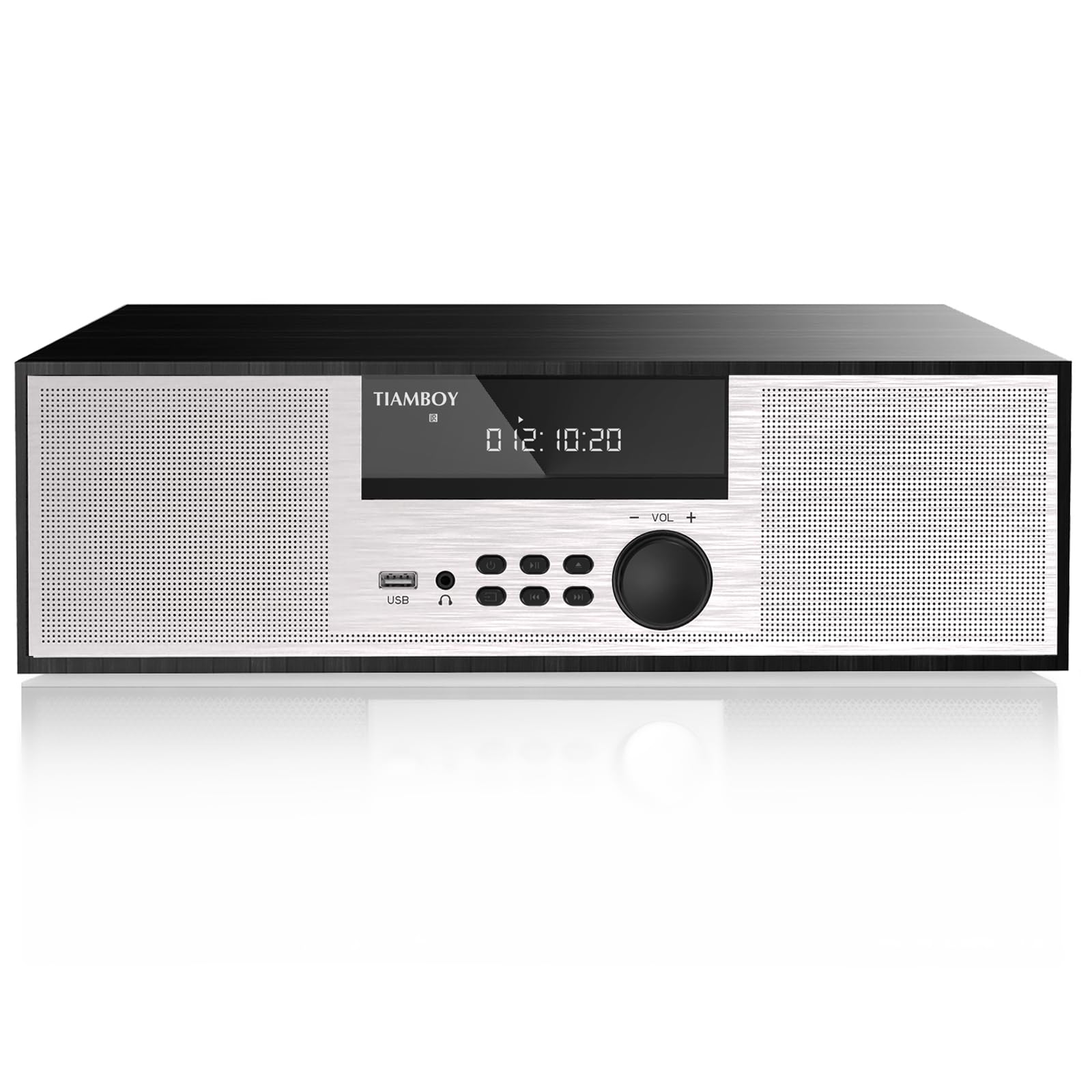 Photo 1 of Vintage Style 40W RMS Micro Shelf Stereo System with CD Player, Bluetooth, USB Playback, FM Radio, AUX-Input, 2-Way Music Crisp-Sound, DSP-Tech (TB-816b)