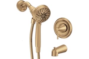 Moen 82021BZG Ronan Single-Handle Modern Tub and Shower Faucet with Handheld Rain Shower Spray Head Featuring Magnetix, Showe