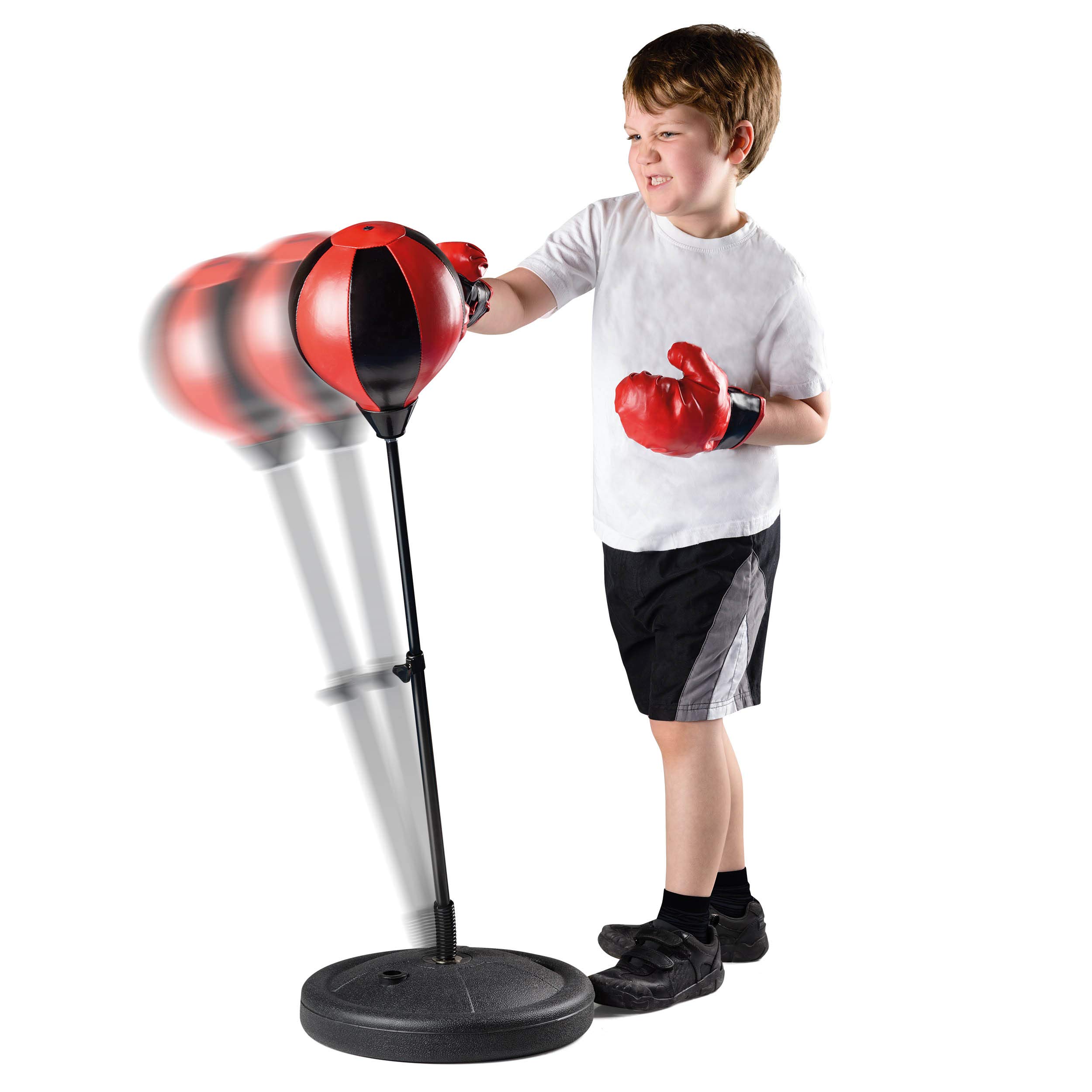 Toyrific Punch Bag with Gloves, Adjustable Boxing Set with Stand and Punching Ball, Freestanding for Kids Boys, Girls and Beginners