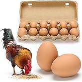 JolliLudo 12 Pcs Ceramic Eggs for Nesting Boxes, Fake Eggs,Brown | 2.3" Dummy Ceramic Eggs, Training Fake Eggs for Laying Chickens, Ceramic Easter Party Favors, Realistic Coop Accessories