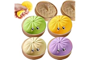 Glitter Dumpling Squishy - 2026 New Bun Squeeze Stress Relief Ball with Steamer Box (Random) (Soft and Cute)