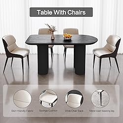 Guyii 55.11" Dining Table Set with 6 Chairs, Modern