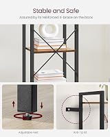 VASAGLE 5-Tier Bookshelf 30 x 39.6 x 154 cm Industrial Rustic Brown Ink Black view 5