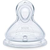 NUK Smooth Flow Anti Colic Baby Bottle Nipples, Size 1 (0+ Months), Slow Flow, 2 Pack