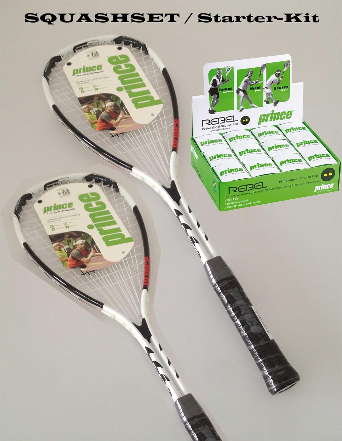 Price 2x F3 AEROLITE squash racket including a squash ball