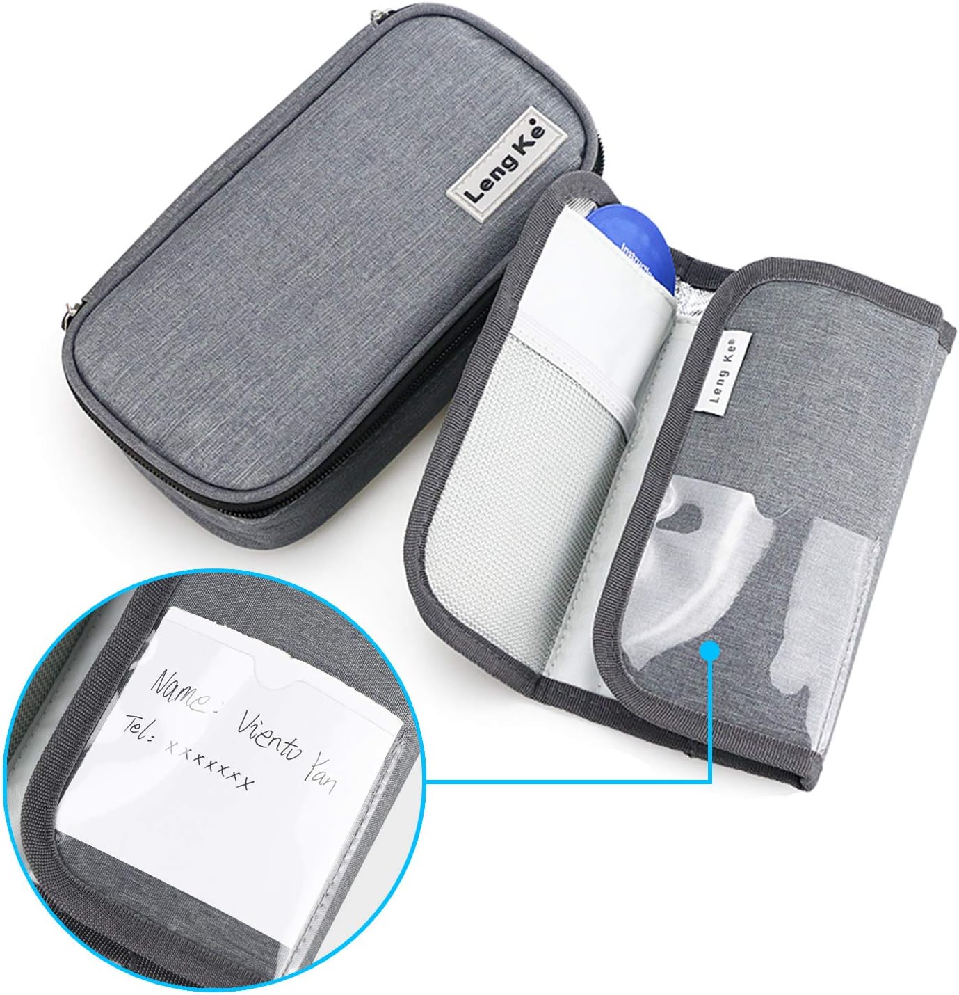 YOUSHARES Insulin Travel Case - Insulated Medication Cooler Travel Bag for Diabetic Insulin Pen and Vials Storage with 2 Cooling Ice Packs (Grey): Health & Personal Care