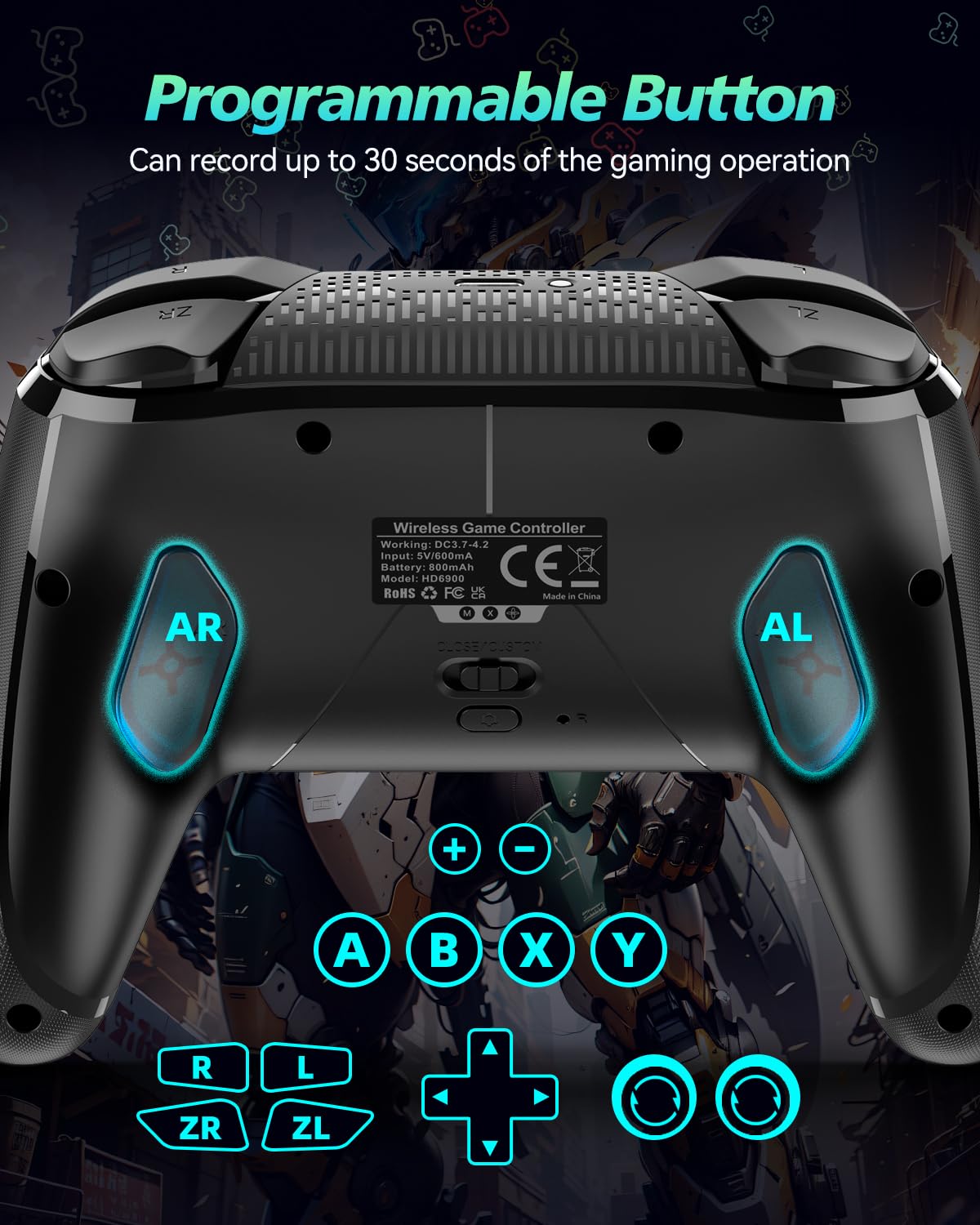 GMBACK Wireless Switch Controller for Nintendo Switch 2/Switch/Lite/OLED, Bluetooth Game Controller for iPhone/Android/PC/Steam/Mac/iPad/TV with Macro/Vibration/Motion Control/Turbo/800mAh Battery