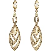 BriLove Women's Crystal Gorgeous Twisted Dual Chandelier Teardrop Fashion Pierced Dangle Earrings