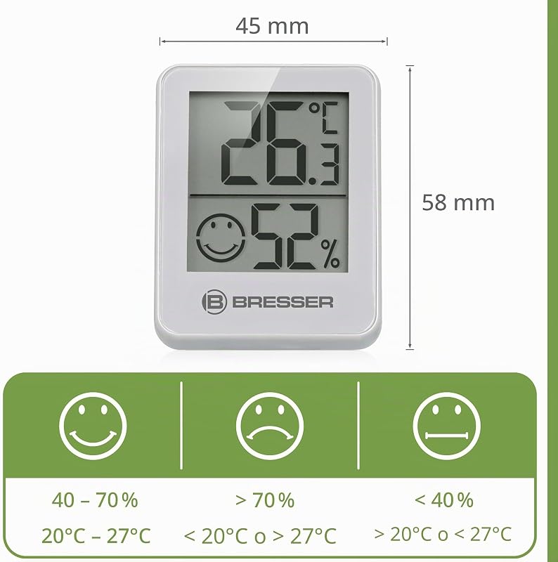 Temeo Termómetro, higrómetro, Set de 6 higroindicadores para Colocar de pie o en la Pared, con indicador de Temperatura Interior, Blanco