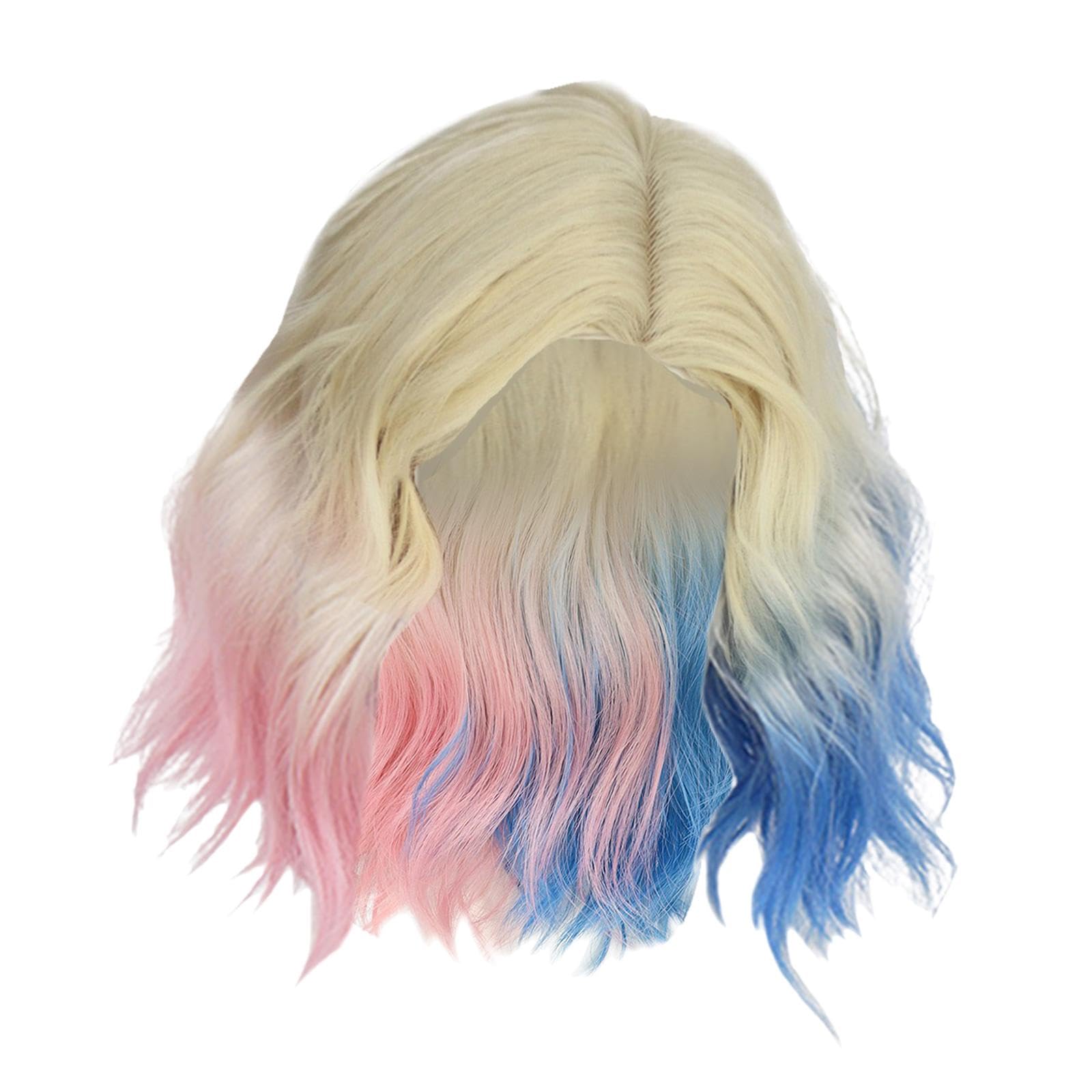 Sharplace Pink Blue Ombre, Costume, Blonde White, Women Short Wavy, Heat Resistant Synthetic Hair, Wednesday Cosplay Costume Wigs, Daily Party Christmas Use, B