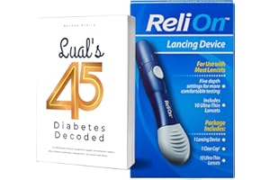 Relion Lancing Device Compatible with Most Brands Bundle with Lual's 45 Diabetes Decoded | 1 Relion Lancing Device Plus + 10 Ultra-Thin Lancets | Lancing devices for blood testing