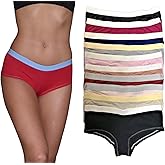 Sexy Basics Womens Boyshort -Boyleg Panties | 10 Pack | Ultra-Soft Cotton Stretch Hipster Style Underwear