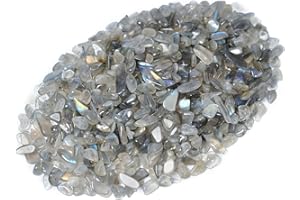 ZenQ 1 lb Gray Moonstone Tumbled Stone Chips Crushed Natural Crystal Quartz Pieces