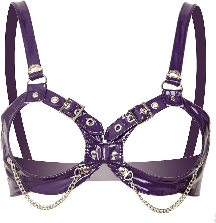 Honour PVC Open Chain Bra Purple Amazon.co.uk Health & Personal Care