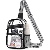 Missnine Clear Bag for Stadium Events Clear Sling Bag Fanny Pack Crossbody Purse for Sport Concert with Side Mesh Pocket