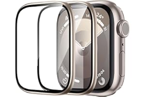 WSKEN for Apple Watch Screen Protector 41mm Series 9 8 7, Titanium Alloy Frame + 9H Tempered Glass, [Keep Original] [Touch Sensitive] Lightweight Protective Glass for iwatch 41mm 2 Pack,Starlight