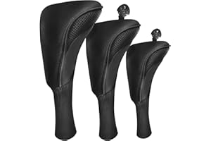 FINGER TEN Golf Club Head Covers Woods Driver Fairway Hybrid 3 Pack Set, Headcovers Men 1 3 5 7 X Interchangeable Number Tag,