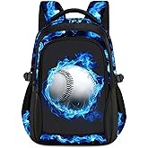 ZHIMEBYE Kids Backpack for Boys - Baseball Boys Backpacks for Kids Teens Elementary Middle School, 17″ Large Capacity Students Bookbag, Perfect for Travel and School