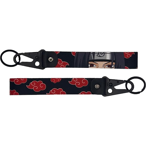 thumbnail image 2 of Naruto Akatsuki Red Cloud Itachi Embroidered Double Sided Keychain Key Tag 2 of 5