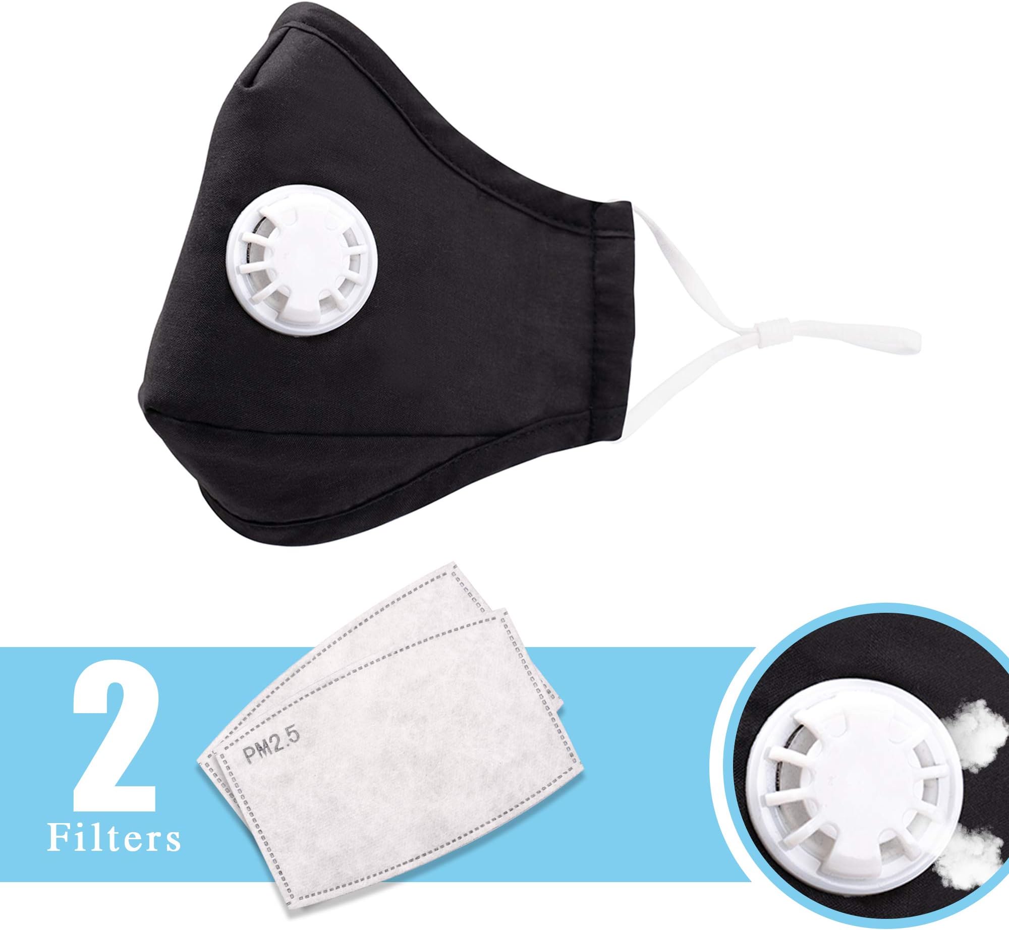 allkpoper Anti-dust reusable masks to filter PM 2.5, washable, anti-fog, with 2 filters