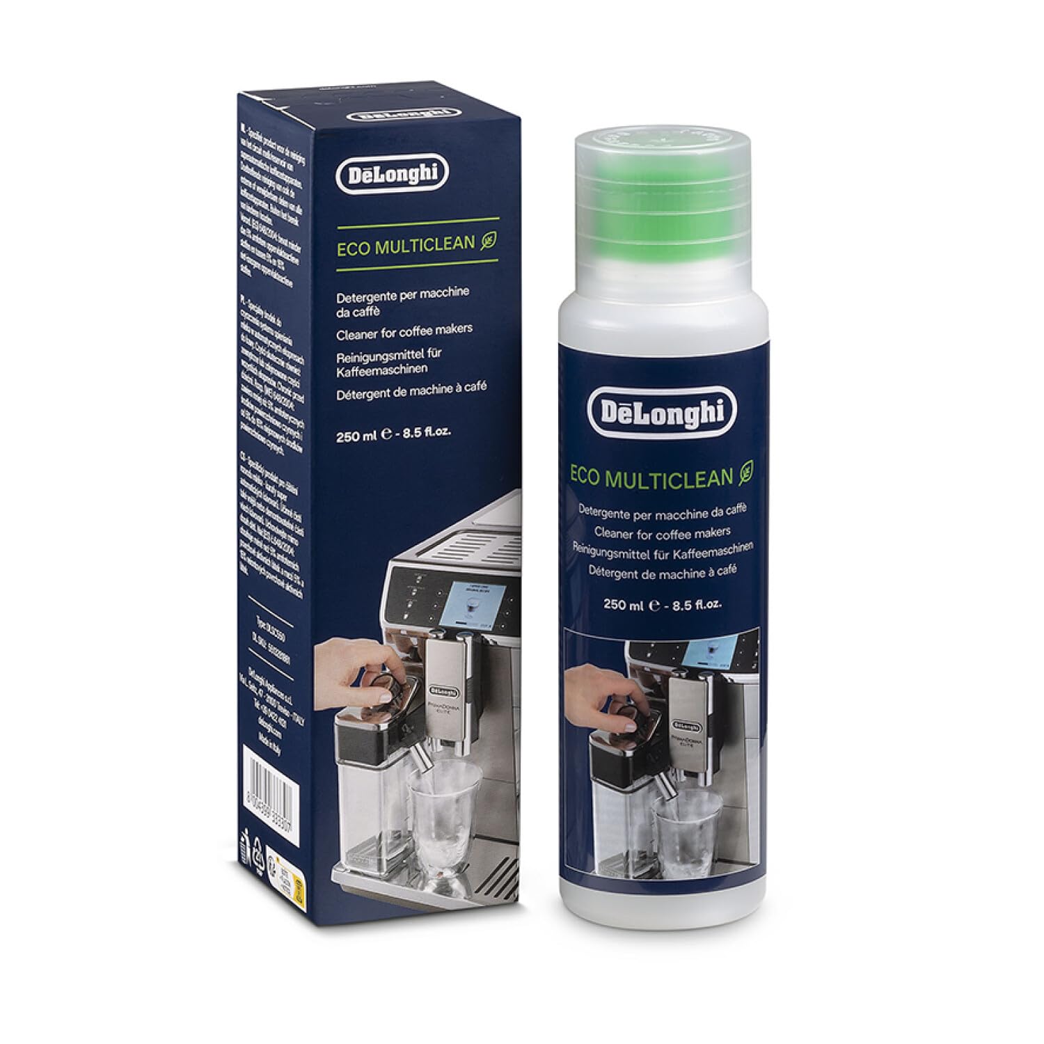 De'Longhi Eco MultiClean DLSC550, Cleaner for Coffee Makers, Coffee Maker Detergent, Coffee Machine Maintenance Accessory, Plant-Based Ingredients, 250ml