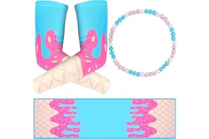 SmoothNovelty 3 Pcs Ice Cream Drip Baseball Accessories, Arm Sleeves, Cooling Towel, Beaded Necklace Gift for Baseball Lovers
