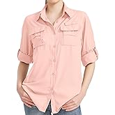Women's UPF 50 Long Sleeve UV Sun Protection Safari Shirts Outdoor Quick Dry Fishing Hiking Travel Shirts