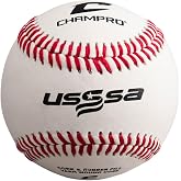 CHAMPRO USSSA Game Baseballs with Full Grain Leather Cover, 12Pack, White