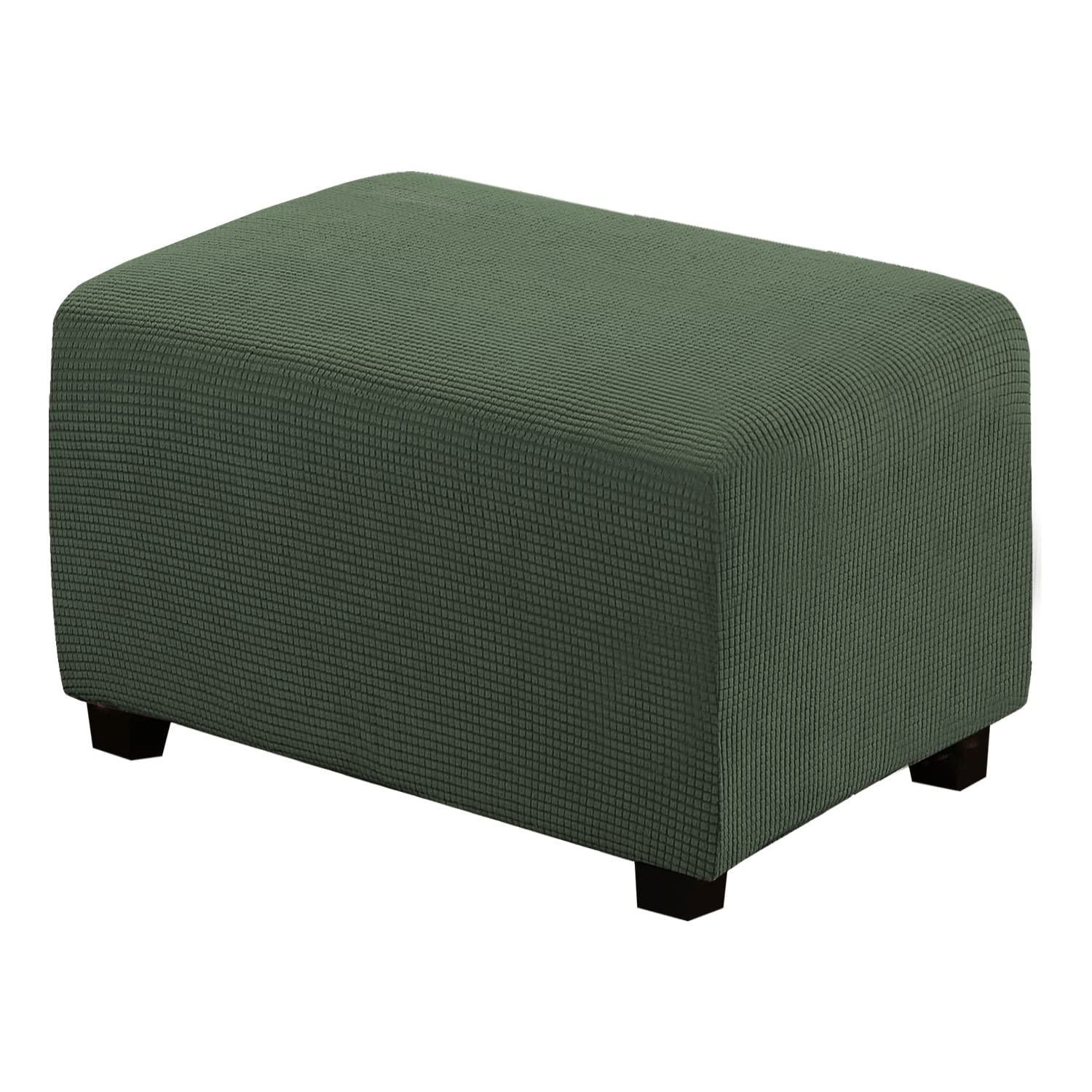 Photo 1 of H.VERSAILTEX Ottoman Cover Slipcover Rectangle Fit Length 29'-34' Footrest Sofa Slipcovers Stool Cover Footstool Protector Covers Feature Stretch Thick Soft Jacquard Fabric Washable - Bronze Green