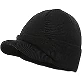 Home Prefer Men's Winter Beanie Hat with Brim Warm Double Knit Cuff Beanie Cap Watch Radar Hat