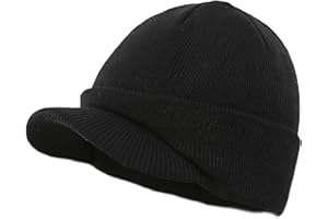 Home Prefer Men's Winter Beanie Hat with Brim Warm Double Knit Cuff Beanie Cap Watch Radar Hat