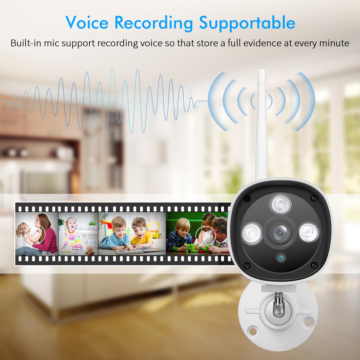 FLOUREON Caméra de Sécurité Caméra IP WiFi Extérieur 1080 P 2.0MP, Caméra de Surveillance Etanche HD sans Fil H.264, CCTV Sécurité Vision Nocturne IP66 Intégré Mic IR-Cut, Support Carte SD