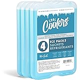 Cool Coolers by Fit & Fresh 4 Pack XL Slim Ice Packs, Quick Freeze Space Saving Reusable Ice Packs for Lunch Boxes or Coolers