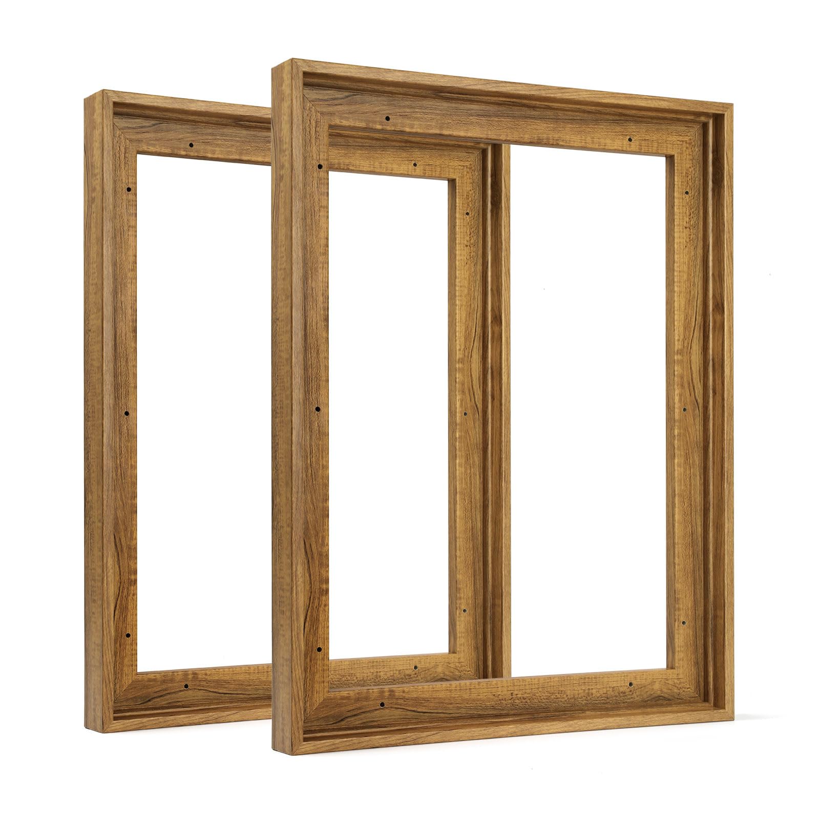 FOLKOR Floating Frame for 12x18 Canvas Diamond Paintings, 2 Pack Canvas Frame with 0.9" Deep Rustic Floater Frame for Canvas Wall Art Guest Room Kitchen Decor (Dark Brown) Image