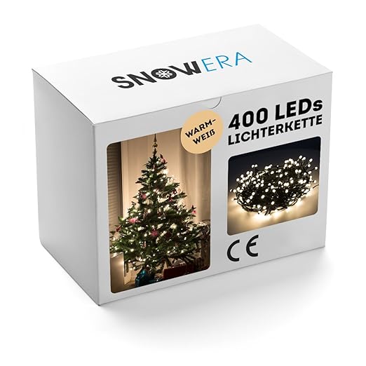 SnowEra 400LED Lichterkette,Weihnachtsbeleuchtung mit Timer perfekt für den Weihnachtsbaum,Tannenbaum