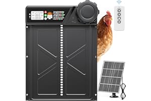 CHAMUTY Large Automatic Chicken Coop Door Solar Powered, Automatic Chicken Door Opener with Timer Modes, Intelligent Obstacle Sensors, Solar Chicken Coop Door Chickens, Ducks, and Geese, 14.2" H x 10.83" L