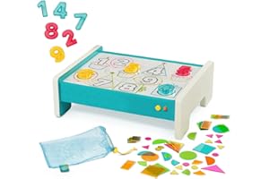 B. toys – Look & Shine Sensory Light Up Board – 71 pc Educational Art & Tracing Set with Shapes, Numbers & Markers – Dual Pow