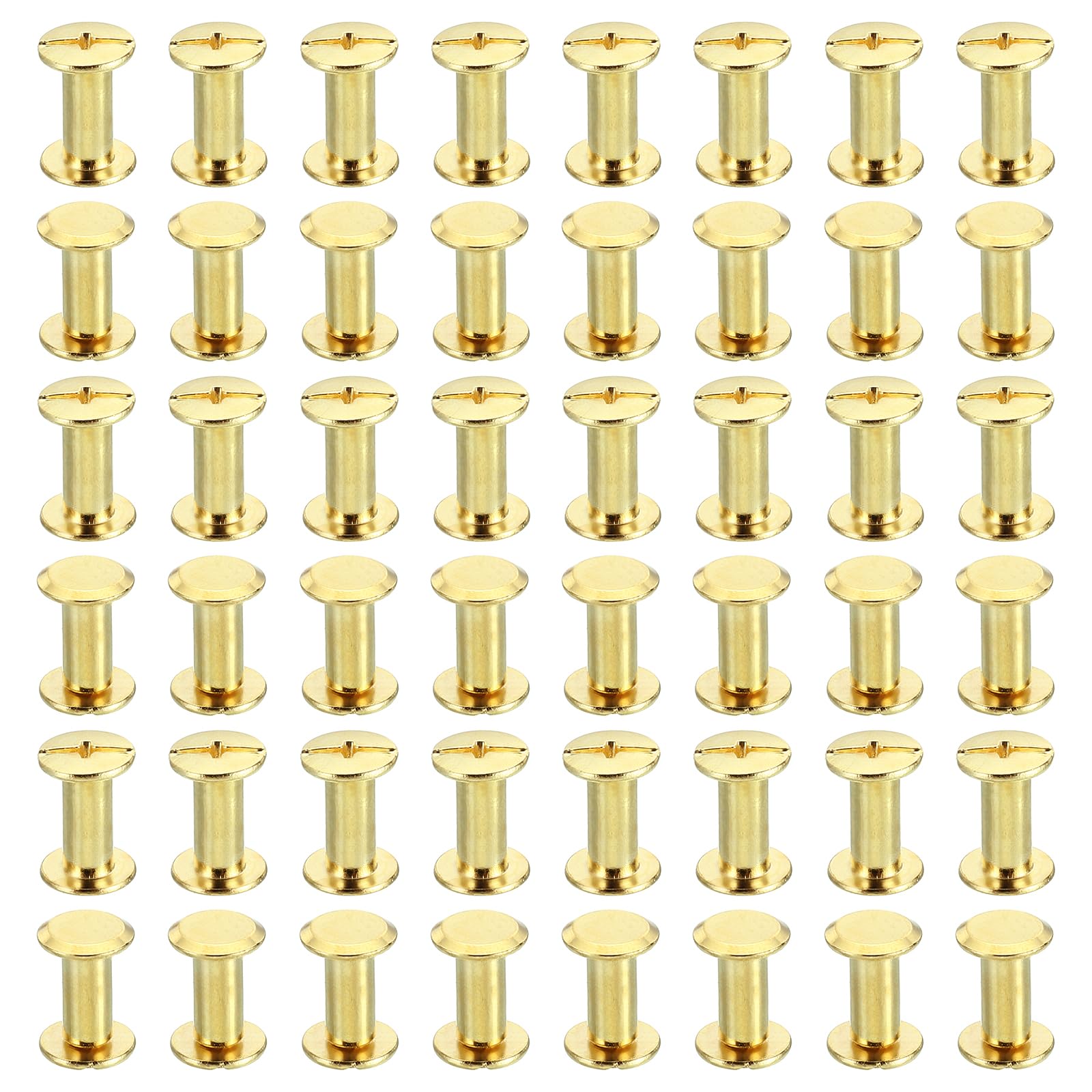 PATIKIL 100 Sets Chicago Screws, M5x12mm Chicago Screws Phillips Binding Post Screw Bolts Leather Rivets Brass Fasteners Connectors Steel for Leather Belt Scrapbook Photo Albums, Golden