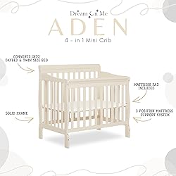 Dream On Me Aden 4-in-1 Convertible Mini Baby Crib
