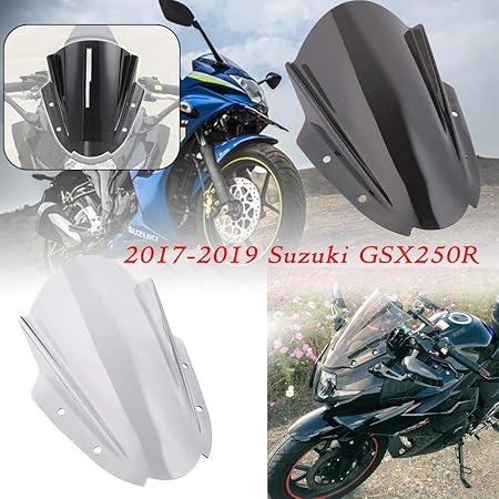 Amazon Xx Ecommerce オートバイスポーツ フロントガラス ウィンドスクリーン デフレクター マウントブラケット付き 適用車種 17 19 Suzuki Gsx250r Gsx 250r 18 スモーク スクリーンパーツ 車 バイク