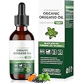 Oil of Oregano with Black Seed Oil Drops(2 Fl Oz), 4-in-1 Blend with Turmeric & Vitamin E (80% Carvacrol), Vegan, Non-GMO, and Sugar-Free(8-Month Supply)