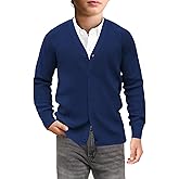 Haloumoning Boys Cardigan Sweater Kids Casual V Neck Button Down Uniform Sweaters 5-14 Years