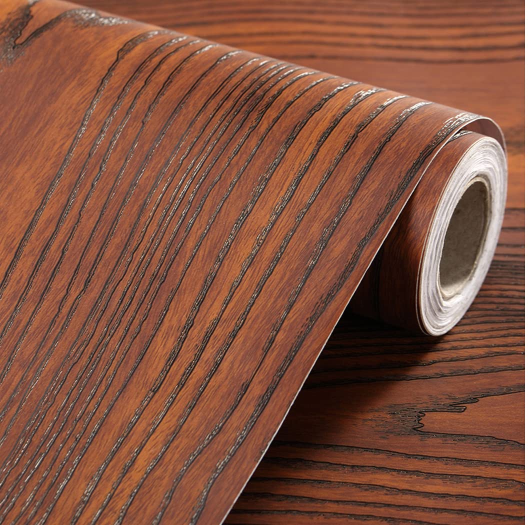 Peel and Stick Wood Contact Paper for Countertop 16" x 117" Self Adhesive Wood Look Film Cabinet kitchen Drawer Sticker (Brown)