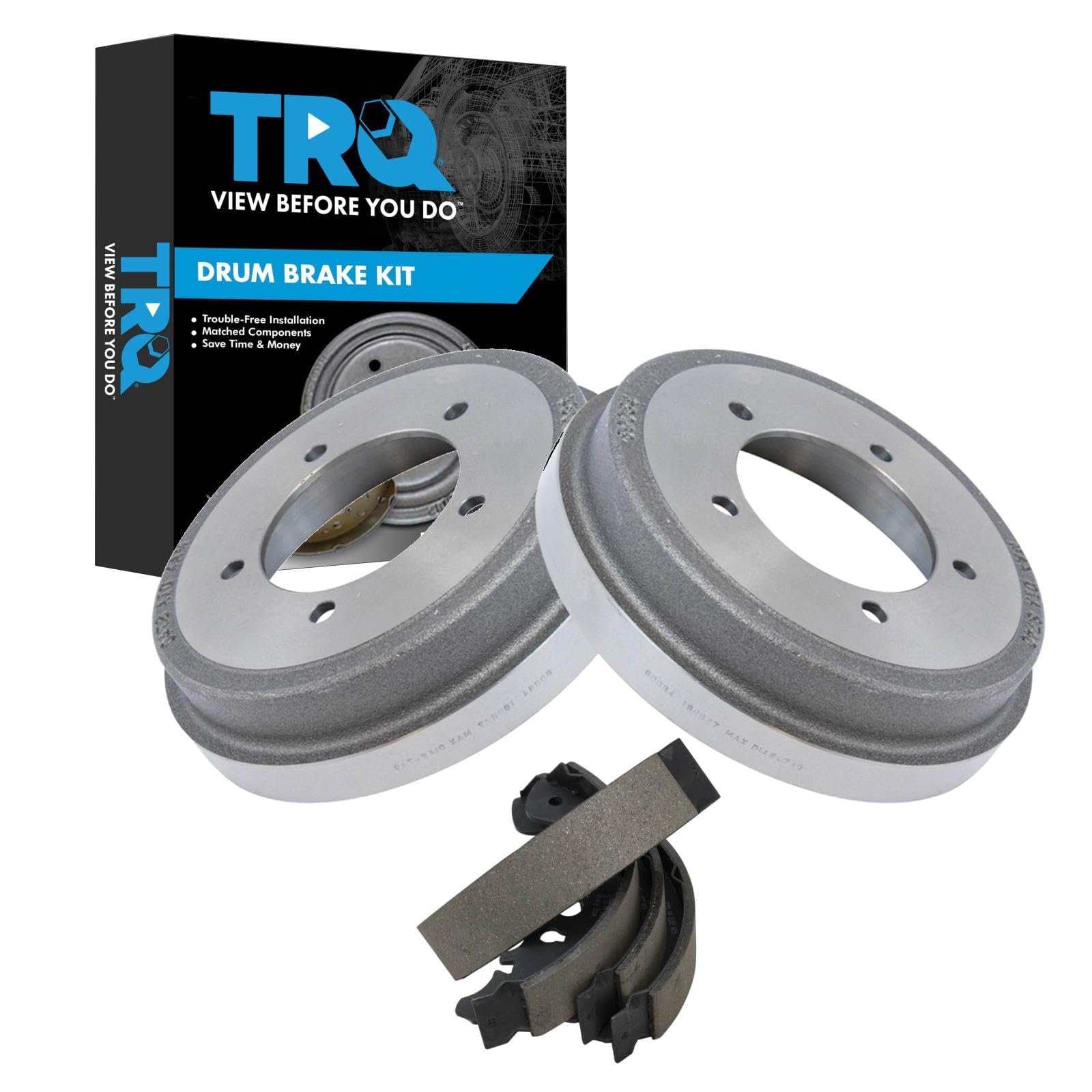 TRQ Rear Brake Shoe & Drum Kit Set Compatible with