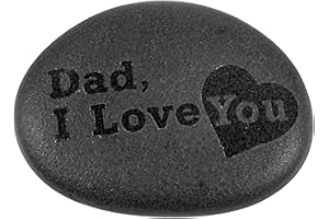 Amogeeli Engraved Love Stone for Father’s Day, Matte Inspiration Black Stone for Garden Home Office - Dad, I Love You