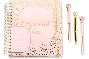 VOTUM 2025-2026 Monthly Large Planner- Daily, Weekly & Monthly Organizer with 3 Pens & Stickers - Organized Chaos Pink, January 2025 to June 2026, Stylish & Durable