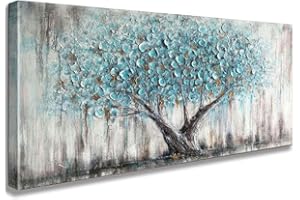 CAPPLA ART Blue Tree Wall Art Nature Tree of Life Abstract Canvas Painting Landscape Artwork Bedroom Bathroom Office Home Decor Framed (J, 8X16inch)