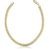 Solid 14k Yellow Gold Filled Bombay Curb Chain Bracelet for Men and Women (3.9 mm, 7.5 inch)